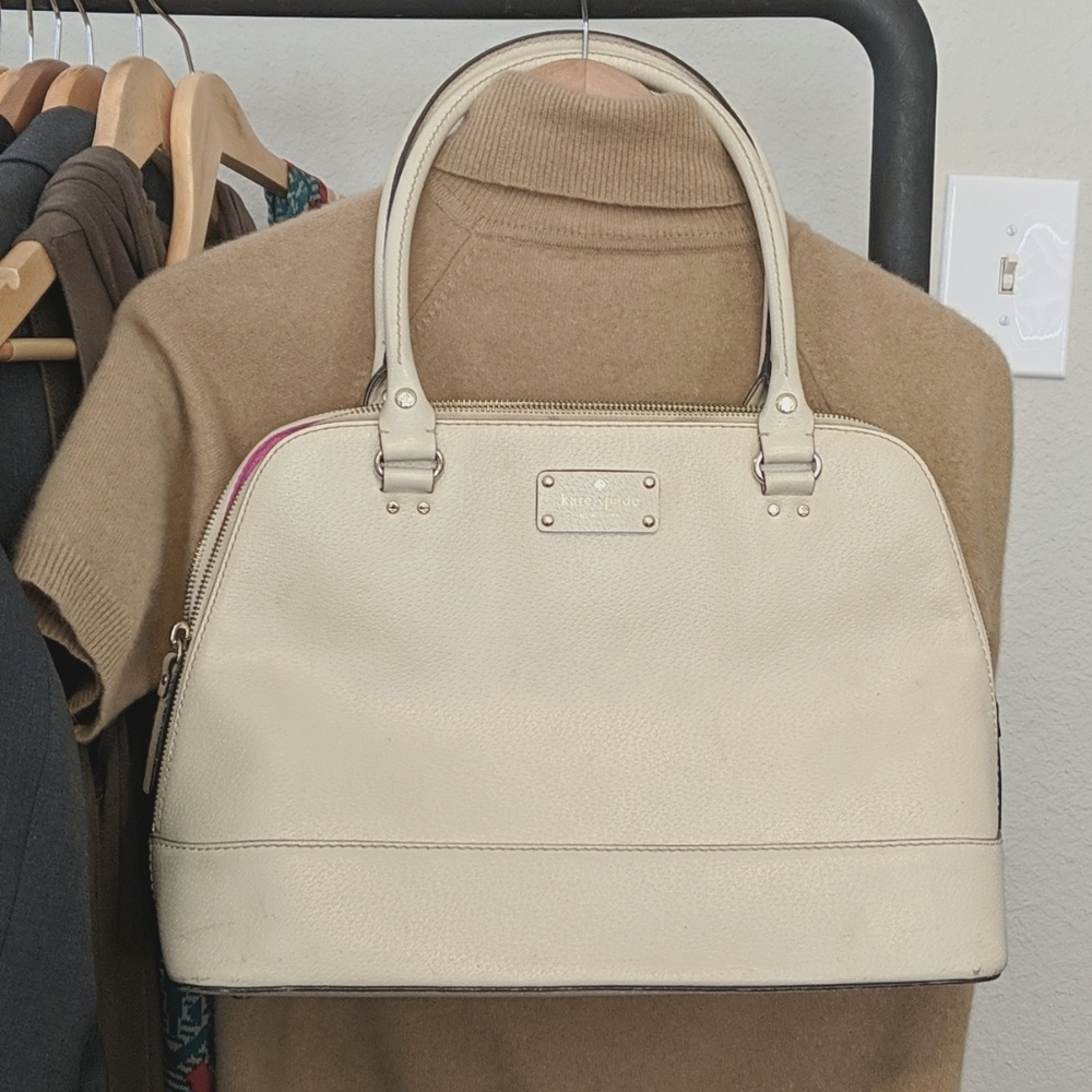 Cream structured kate spade bag